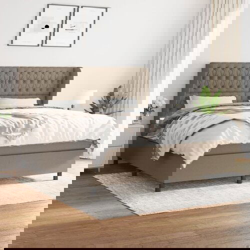 The Living Store Box spring postelja z vzmetnico taupe 180x200 cm blago - Box Spring Postelja, (21514292) Cene