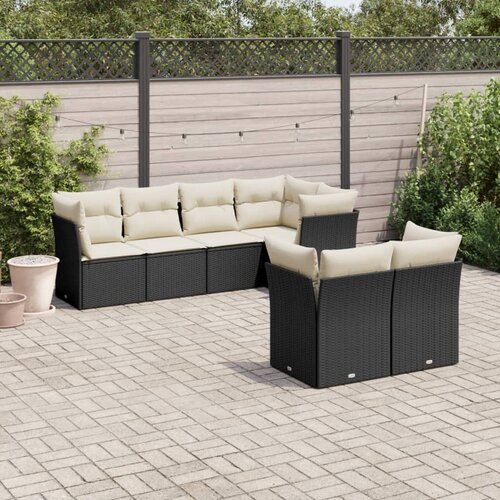  7-dijelni set vrtnih sofa od poliratana s jastucima crni Cijene
