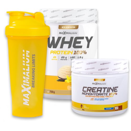 Maximalium Paket &amp;quot;Vojvoda od mi&amp;scaron;ića&amp;quot;, Whey Protein Vanila 750g + Kreatin Monohidrat 500g + &amp;Scaron;ejker Slike