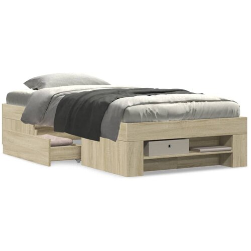 VidaXL Okvir za krevet boja hrasta 90 x 190 cm od konstruiranog drva Slike