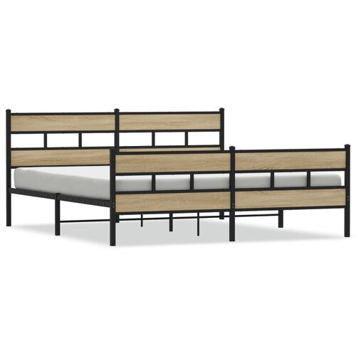 Maison Chic Kovinski Posteljni okvir - Dvoposteljna postelja - Zakonska postelja brez vzmetnice sonoma hrast 183x213 cm, (21694709) Cene