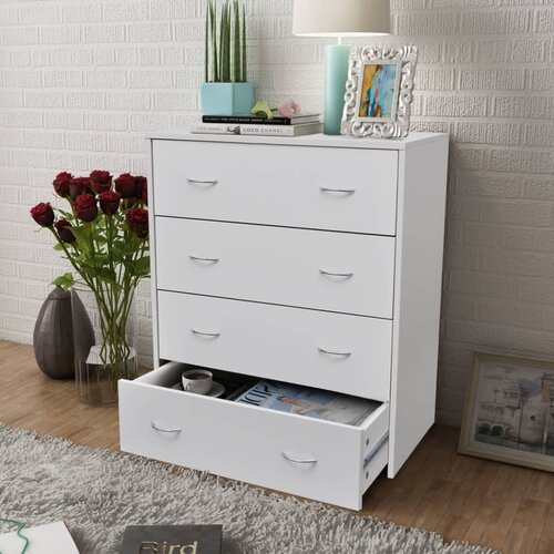 VidaXL Predalnik s 4 predali 60x30,5x71 cm bela barva, (20621021) Slike