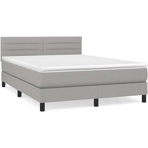Maison Chic Box spring posteljni - Vzmetna postelja z vzmetnico svetlo siv 140x190 cm blago SL12946, (21904609) Cene