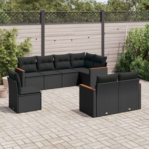  8-dijelni set vrtnih sofa od poliratana s jastucima crni Cijene