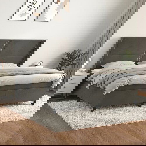 VidaXL Krevet s oprugama i madracem tamnosivi 180x200 cm bar&amp;scaron;unasti Slike