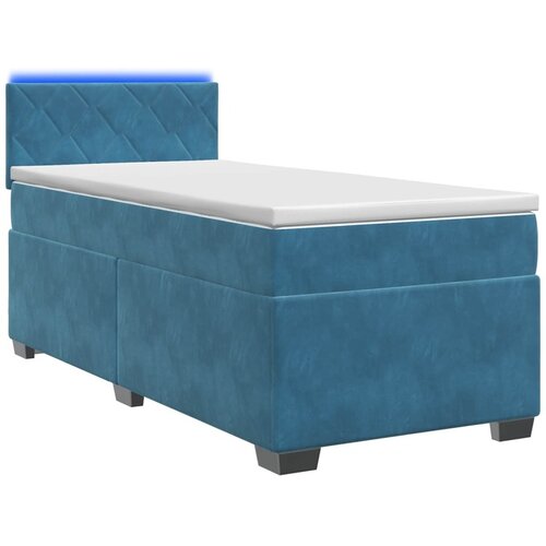 vidaXL Krevet s box springom madracem i LED-om Plava 90 x 200 cm - Plava 90 x 200 cm Dizajn s rombovima Cene