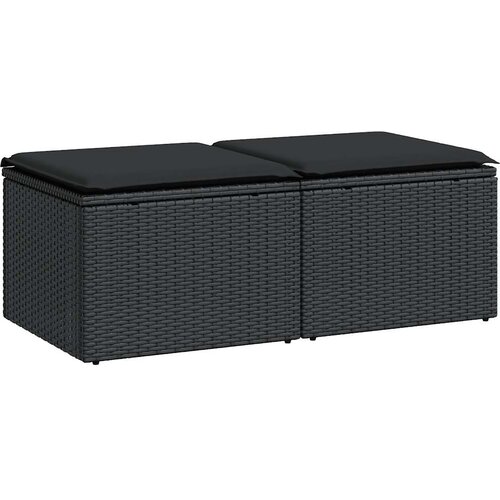 Maison Chic Seti vrtnega pohištva - Vrtna garnitura - Vrtni pohištvo set z blazinami 2-delna črn ratan/akacija, (21797790) Cene