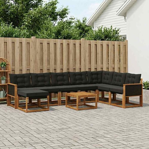  Set vanjskih sofa 9 kom. Prirodna i crna Cijene