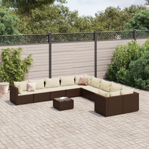 vidaXL 11-dijelni set vrtnih sofa od poliratana s jastucima smeđi Cijene