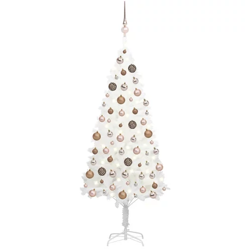 vidaXL umjetno božićno drvce s LED svjetlima i kuglicama bijelo 150 cm