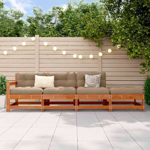  Sekcionalna sofa Vosak Smeđa 252 x 62 x 70 5 cm - Smolasto smeđe drvo Trosjed s tabureom Cene