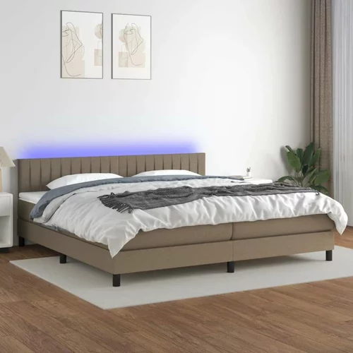  Box spring postelja z vzmetnico LED taupe 200x200 cm blago, (20899561)