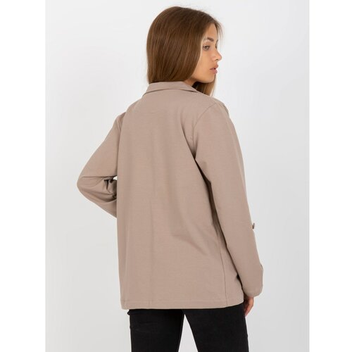 Fashion Hunters RUE PARIS dark beige sweat jacket with pockets Slike