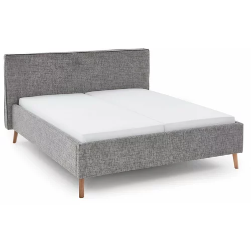 Meise Möbel Sivi tapecirani bračni krevet s prostorom za odlaganje s podnicom 160x200 cm Riva –