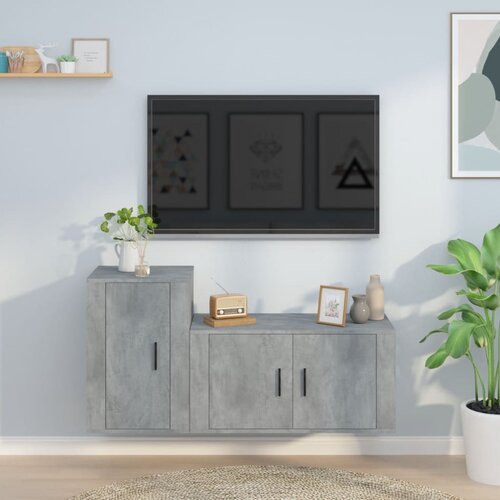  2-dijelni set TV ormarića siva betona konstruirano drvo Cijene