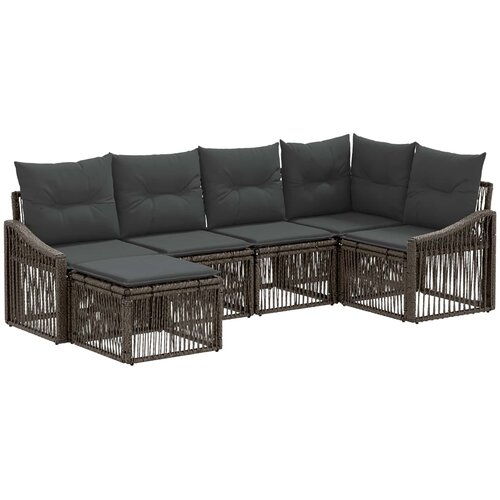 vidaXL Vrtna sedežna garnitura 6 pcs Siva poli ratan, (5000269309) Cene
