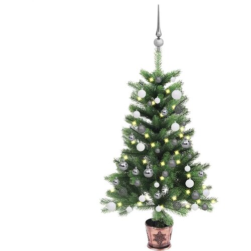  Umjetno osvijetljeno božićno drvce s kuglicama 65 cm zeleno Slike