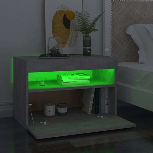 VidaXL noćni ormarić s LED svjetlima siva boja betona 60 x 35 x 40 cm Slike