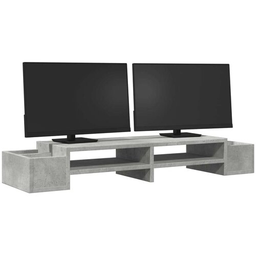 VidaXL Stalak za monitor sa spremi&amp;scaron;tem boja betona 100x27x15 cm drveni Slike