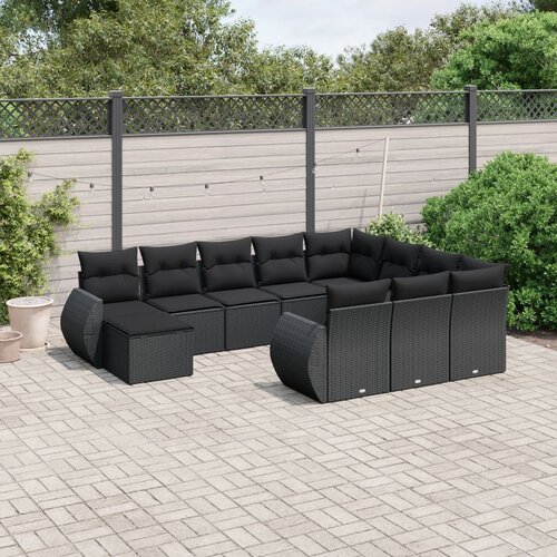  11-dijelni set vrtnih sofa od poliratana s jastucima crni Crna 71 x 62 x 69 cm Cene