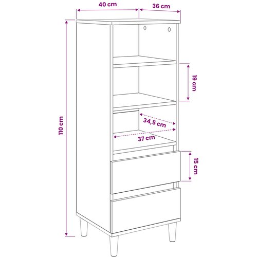  Highboard Crni hrast 40 x 36 x 110 cm Konstruirano drvo Slike