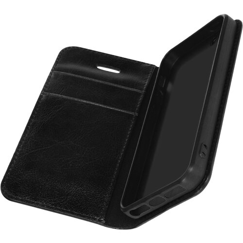 AVIZAR Ovitek Folio iz pravega usnja za iPhone 5 / 5S / SE 2017, držalo za kartice, video stojalo, črna, (20526488) Cene