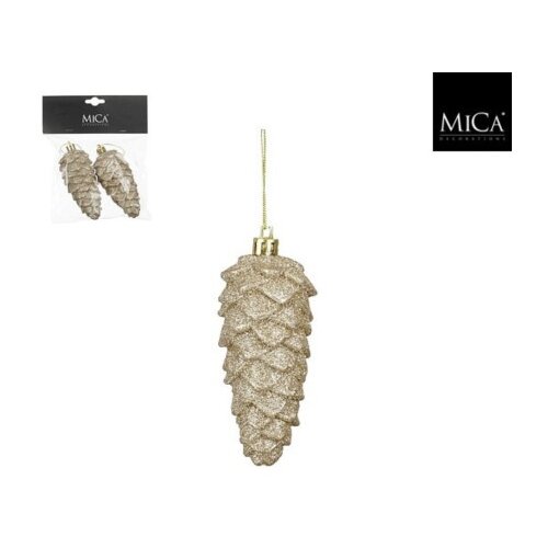 Dekordom 1179682 - champagne - edl novogodi&amp;scaron;nja dekoracija - ornament pine cone set 2pcs 11cm ( 044584 ) Slike