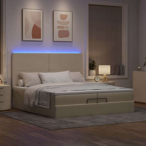  Otomanski okvir kreveta s madracima krem 200x200cm od tkanine Cene