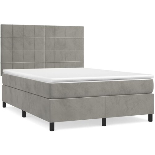 Maison Chic Box spring postelja - Vzmetna postelja z vzmetnico svetlo siva 140x200 cm žamet SL21374, (21892991) Cene