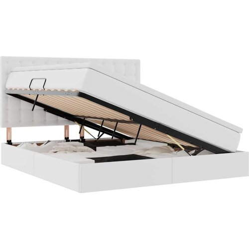  Krevet s od storage Čista bijela 160 x 200 cm Lažna koža Slike