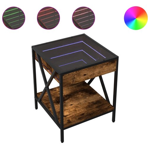 Maison Chic Klubska mizica - kavna mizica - Nizka mizica z neskončnimi LED dimljen hrast 40x40x49 cm, (21752375) Cene