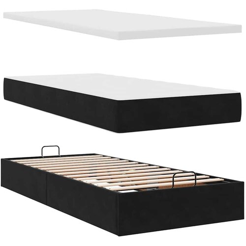 VidaXL otomanski okvir kreveta s madraca crni 100x200cm bar&amp;scaron;unasti Slike