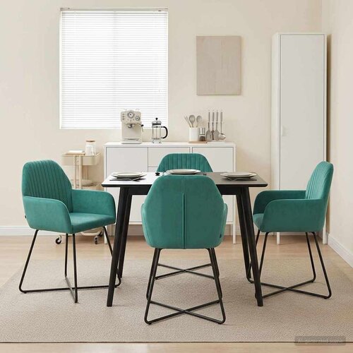vidaXL Trpezarijske stolice 4 pcs Baršun Tirkizna 55 x 50 x 84 cm Cene