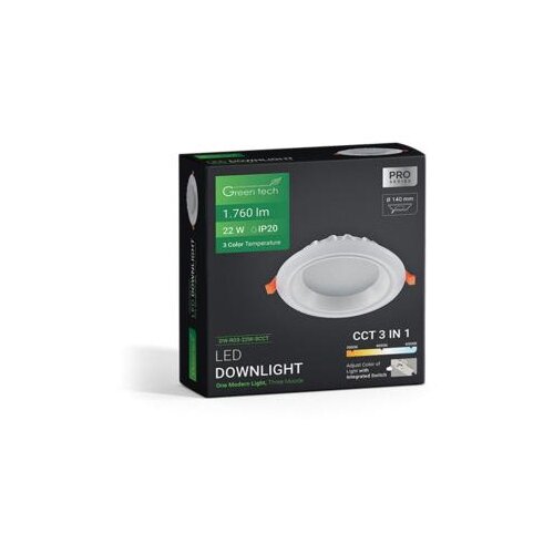 Greentech LED downlight Green Tech 22W, 3 CCT, okrugli Slike