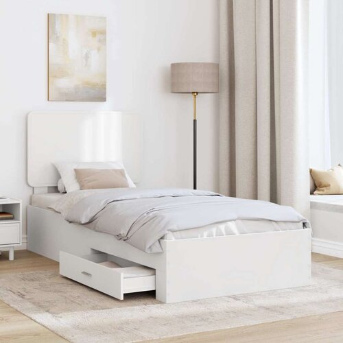  Okvir za krevet Bijelo 90 x 190 cm Konstruirano drvo Slike