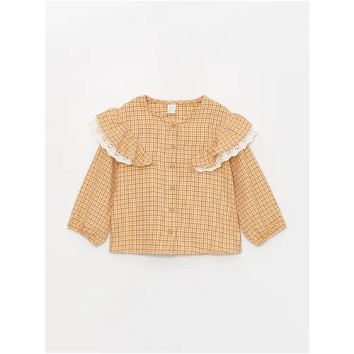 LC Waikiki Crew Neck Long Sleeved Plaid Baby Girl Shirt