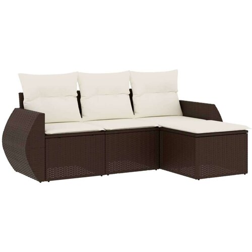 VidaXL 4-dijelni set vrtnih sofa od poliratana s jastucima smeđi Slike