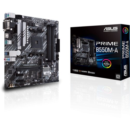 Asus PRIME B550M-A, DDR4, SATA3, USB3.2Gen2, HDMI, AM4 mATX Slike