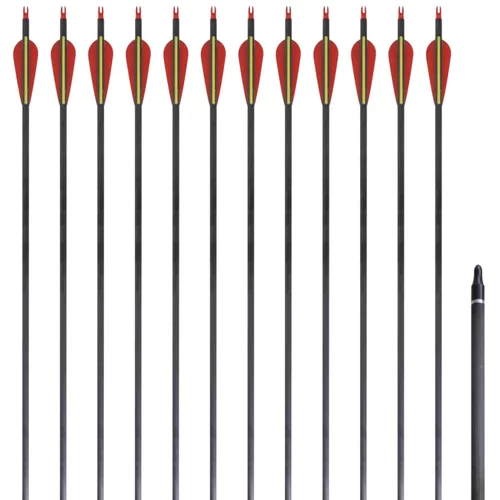  Standardne savijene strijele za luk, 30'', ugljične, 12 komada