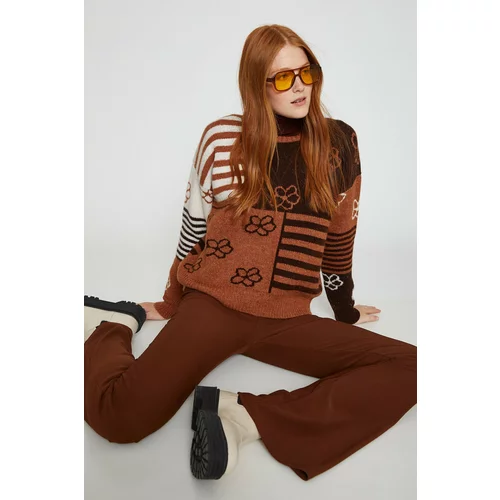 Koton Women's Brown Patterned Sweater