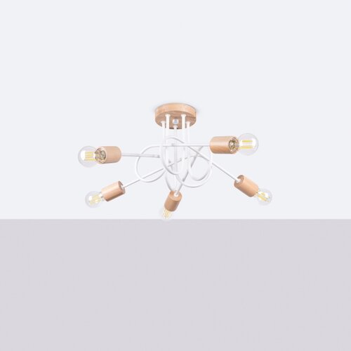 Sollux Lighting SL.1475 - Plafonski luster EMBER 5xE27/15W/230V bela/bež/buk Slike