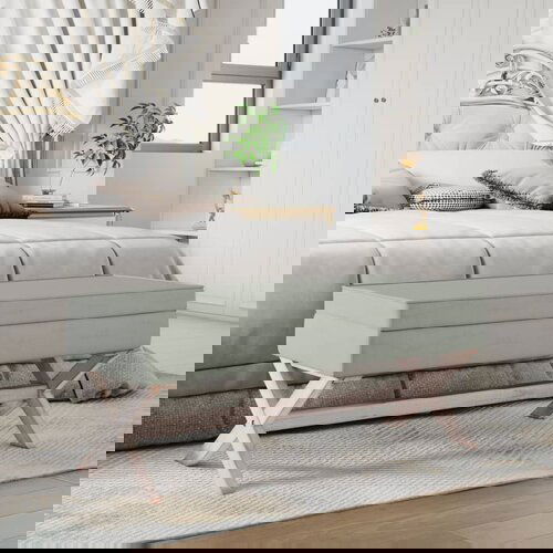 VidaXL Tabure za pohranu svjetlosivi 110 x 45 x 49 cm bar&amp;scaron;unasti Slike