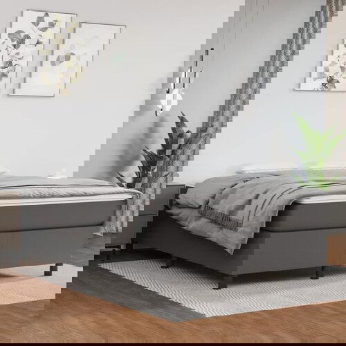 The Living Store Posteljni okvir siv 140x190 cm umetno usnje - Box Spring Posteljni Okvir, (21515314) Slike