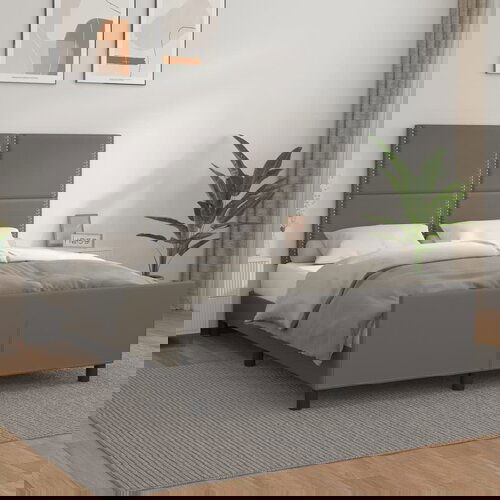 The Living Store Posteljni okvir z vzglavjem siv 140x190 cm umetno usnje - Posteljni Okvir Z Vzglavjem, (21526510) Slike