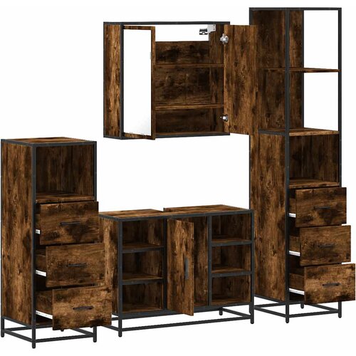  4-dijelni set kupaonskog namje&amp;scaron;taja boja hrasta drveni Slike