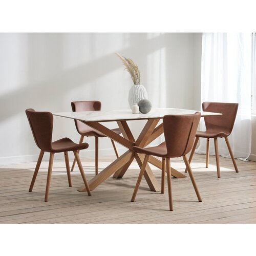 Unique Furniture Rjavi kovinski jedilni stoli v kompletu 2 ks Teslin &amp;ndash; Slike
