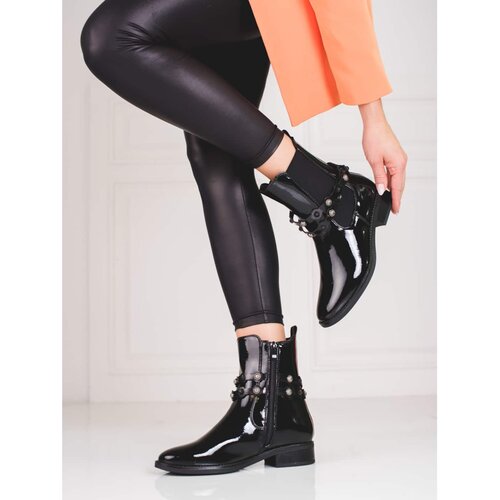 SHELOVET Lacquered women's flat-heeled ankle boots Shelovet Slike