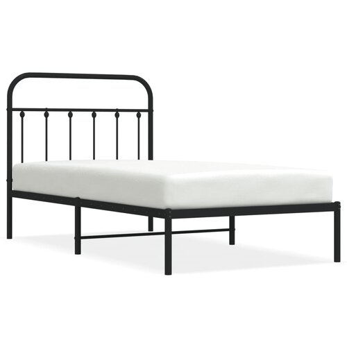 Maison Chic Kovinski Posteljni okvir - Enojna postelja - Postelja za odrasle z vzglavjem črn 100x190 cm, (21694831) Cene