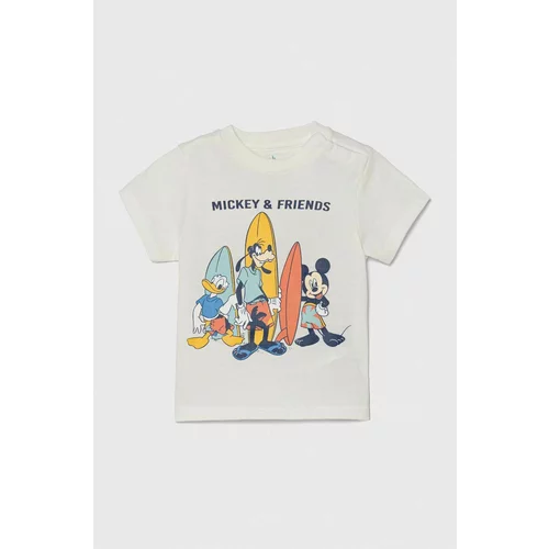 Zippy Pamučna majica kratkih rukava za bebe x Disney boja: bež, s tiskom