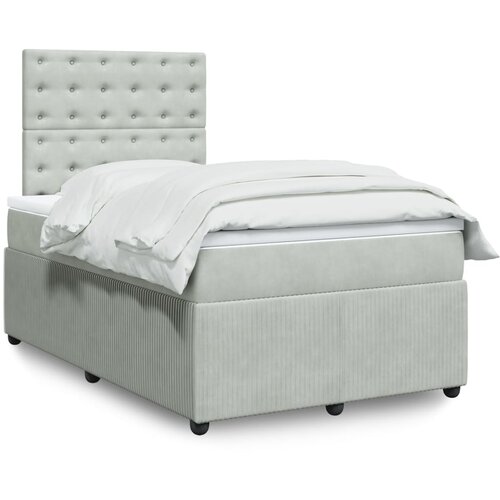 VidaXL Box spring postelja z vzmetnico svetlo siva 120x190 cm žamet Slike